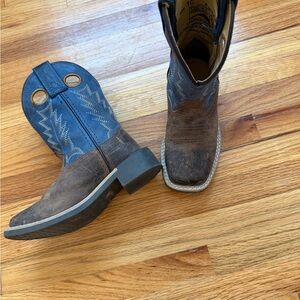 Brown and Blue Western Cowboy Boots